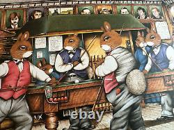 Des lapins D Lightfrost jouant au snooker - Estampe d'art originale vintage 187 sur 350.