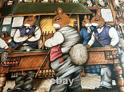 Des lapins D Lightfrost jouant au snooker - Estampe d'art originale vintage 187 sur 350.