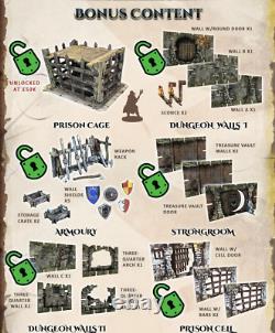 Édition Kickstarter du donjon de fantasy (28-35mm, 732 pièces) Terrain Battle Systems