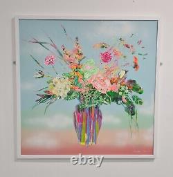 Édition limitée de peinture abstraite Fleurs Bouquet coloré Œuvre d'art signée