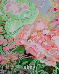 Édition limitée de peinture abstraite Fleurs Bouquet coloré Œuvre d'art signée