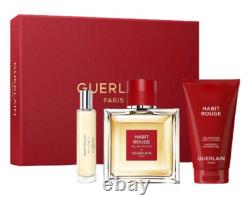 Guerlain Habit Rouge Ensemble Cadeau Édition Limitée 3 Pièces 100ml EDT NEUF dans Boîte
