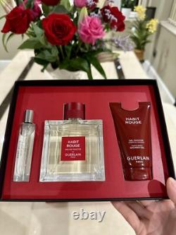 Guerlain Habit Rouge Ensemble Cadeau Édition Limitée 3 Pièces 100ml EDT NEUF dans Boîte