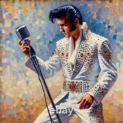 Impression sur toile en édition limitée de l'art original d'Elvis Presley 28x28 Elvis Canvas