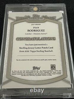 Ivan Rodriguez 2021 Topps Sterling Letter Patch U Jeu Utilisé 1/1 Pudge Astros