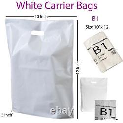 Les sacs de transport à poignée en patch blanc pour restaurant HD Take Away, vêtements en 4 tailles