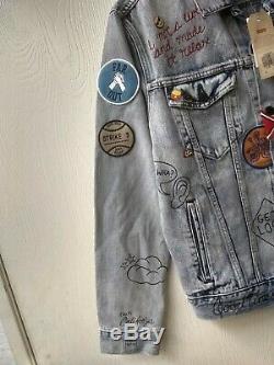 Levi's Limited Edition Patch Graffiti Trucker Jacket Taille M $ Californie Nwt 400