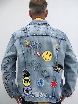 Levi's Limited Edition Patch Graffiti Trucker Jacket Taille XL Californie Nwt 400 $