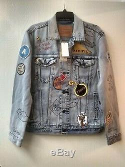 Levi's Limited Edition Patch Graffiti Trucker Jacket Taille XL Californie Nwt 400 $