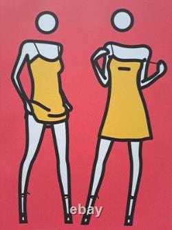 Lithographie de collection signée de Julian Opie : Femme en train de retirer sa robe d'été