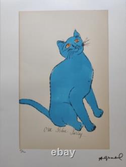 Lithographie signée d'Andy Warhol 4 x Chat Certificat Leo Castelli