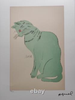 Lithographie signée d'Andy Warhol 4 x Chat Certificat Leo Castelli