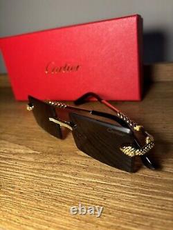 Lunettes de soleil Cartier CT1046S 011 Or Serpent Cadre Carré Édition Limitée Nouveau