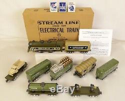 Marx # 10471 Us Army (9) Ensemble De Train De Ravitaillement Militaire Électrique Mis En Marche Mib