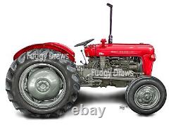 Massey Ferguson 35 Tractor Monté ou Encadré Impression d'Art Agricole Unique FudgyDraws