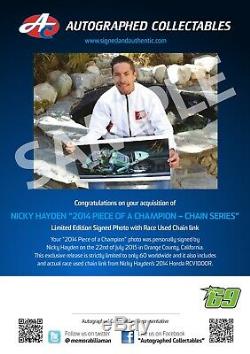 Nicky Hayden Signée À La Main 2014 Piece D'un Framed Champion, Limited Edition