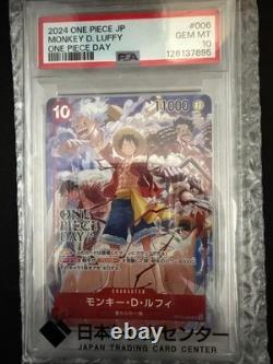ONE PIECE Carte à Jouer Luffy PSA10 Jour24 Promotion Édition Limitée ST10 006