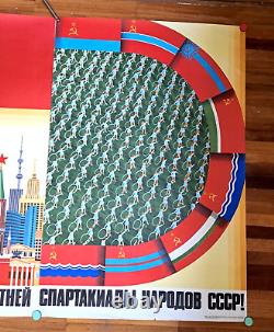 Original Triptych Sport Poster/bannière/soviet Olympique/ Valeur Industrielle/8640in