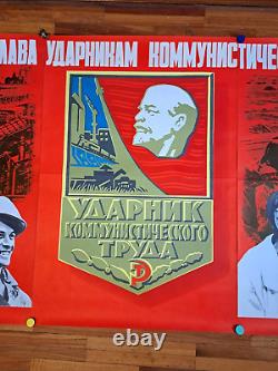 Original Triptych/soviet Poster/banner/ Big Communist Propagande/8640in/ /c1978