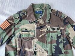Polo Ralph Lauren M-65 Drapeau De Camouflage Militaire États-unis Skull Patch Jacket L Champ