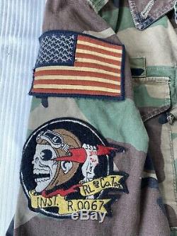 Polo Ralph Lauren M-65 Drapeau De Camouflage Militaire États-unis Skull Patch Jacket L Champ