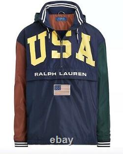 Polo Ralph Lauren USA Big Pony Spell Out Colorblock Anorak Veste Nwt Hommes L