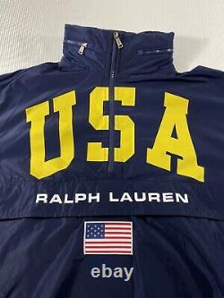 Polo Ralph Lauren USA Big Pony Spell Out Colorblock Anorak Veste Nwt Hommes L