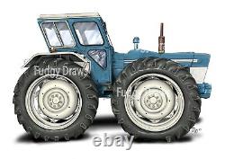 Profil du tracteur County Super 6 monté ou encadré - Impression artistique unique FudgyDraws
