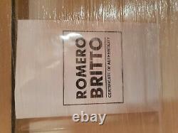 Romero Britto Art. Edition Limitée Encadrée Main Embellie Et Imprimée Signée