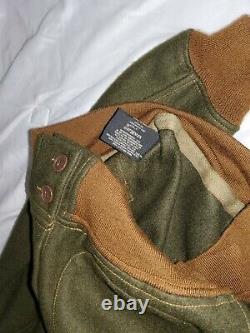 Rrl Ralph Lauren Indien Varsity Letterman Green Wool Bomber Flight Jacket Coat M