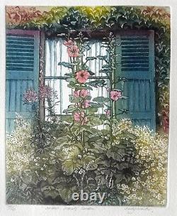 Sally Winter: Gravure originale rare des années 1990, Fenêtres du jardin de Monet 135/150