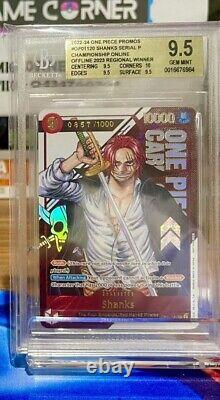 Shanks Série #0857/1000 Gagnant Régional 2023 BGS9.5 GEM MINT OP01-120 ONE PIECE