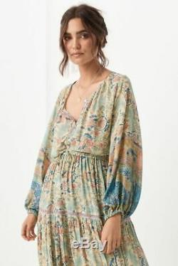 Sort & The Floral Chemisier Oasis Gypsy Opal Sheer Imprimer Manches Longues Lurex S Euc