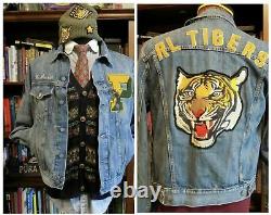 T.n.-o. Polo Ralph Lauren Ltd Ed Ralph's Tigers Varsity Letterman Patch Denim Jacket