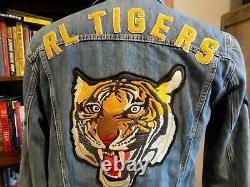 T.n.-o. Polo Ralph Lauren Ltd Ed Ralph's Tigers Varsity Letterman Patch Denim Jacket