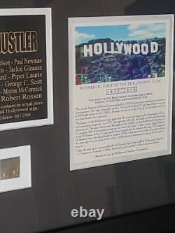 Véritable morceau du panneau Hollywood Édition limitée, encadré, certificat d'authenticité avec The Hustler