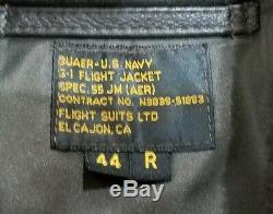 Vintage Navy G1 Flight Jacket Patch Taille 44r Flight Suits Ltd. Fighter Pilot
