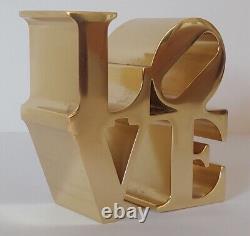Vintage Robert Indiana Love Paperweight Gold Plated Desktop Sculpture 3