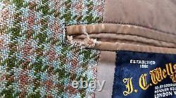 Vtg 1969 Jc Wells Ltd Londres 46s Houndstooth Tweed Elbow Patch Sport Coat Jacket
