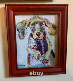 Weimaraner Puppy Dog, 10x12, Aquarelle Peinture Pastel Cadre D'impression, Art Signé